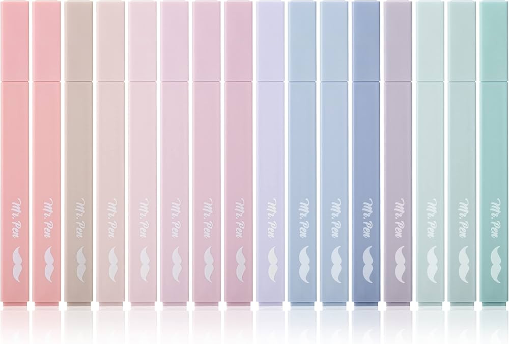 Mr. Pen- Aesthetic Highlighters, 16 pcs, Chisel Tip, Morandi Colors, No Bleed Bible Highlighter P... | Amazon (US)