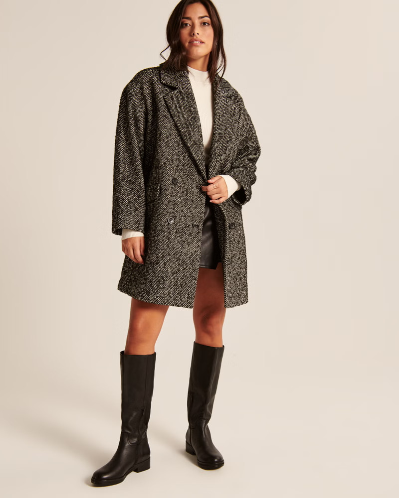 Short Textured Dad Coat | Abercrombie & Fitch (US)
