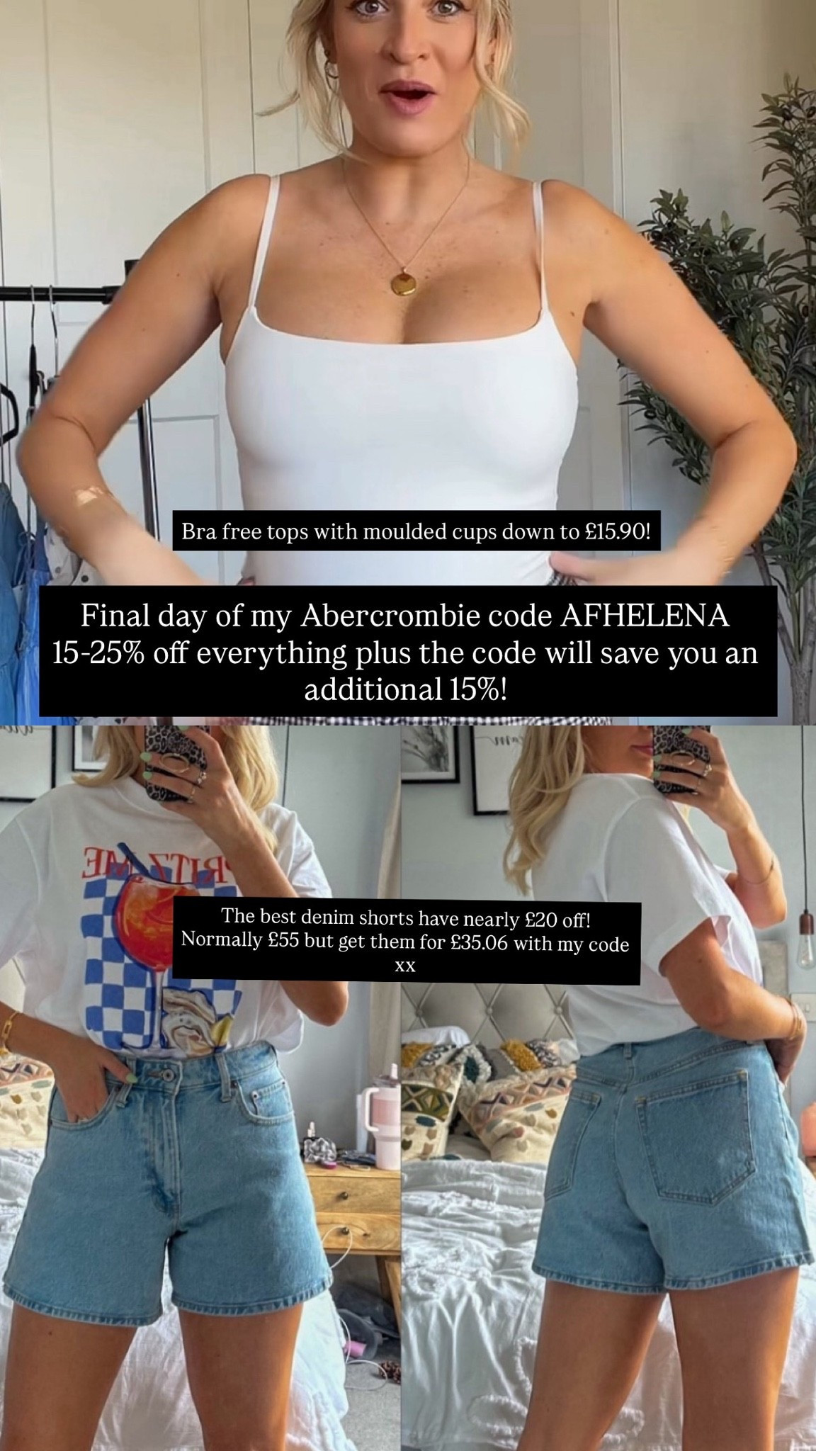Final day of my Abercrombie code! Use AFHELENA to save an extra 15% on top of the 15-25% off sale!