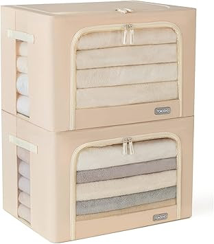 Foldable Clothes Storage Bins, 2 Pack Stackable Frame Storage Box ,Oxford Fabric Container Organi... | Amazon (US)