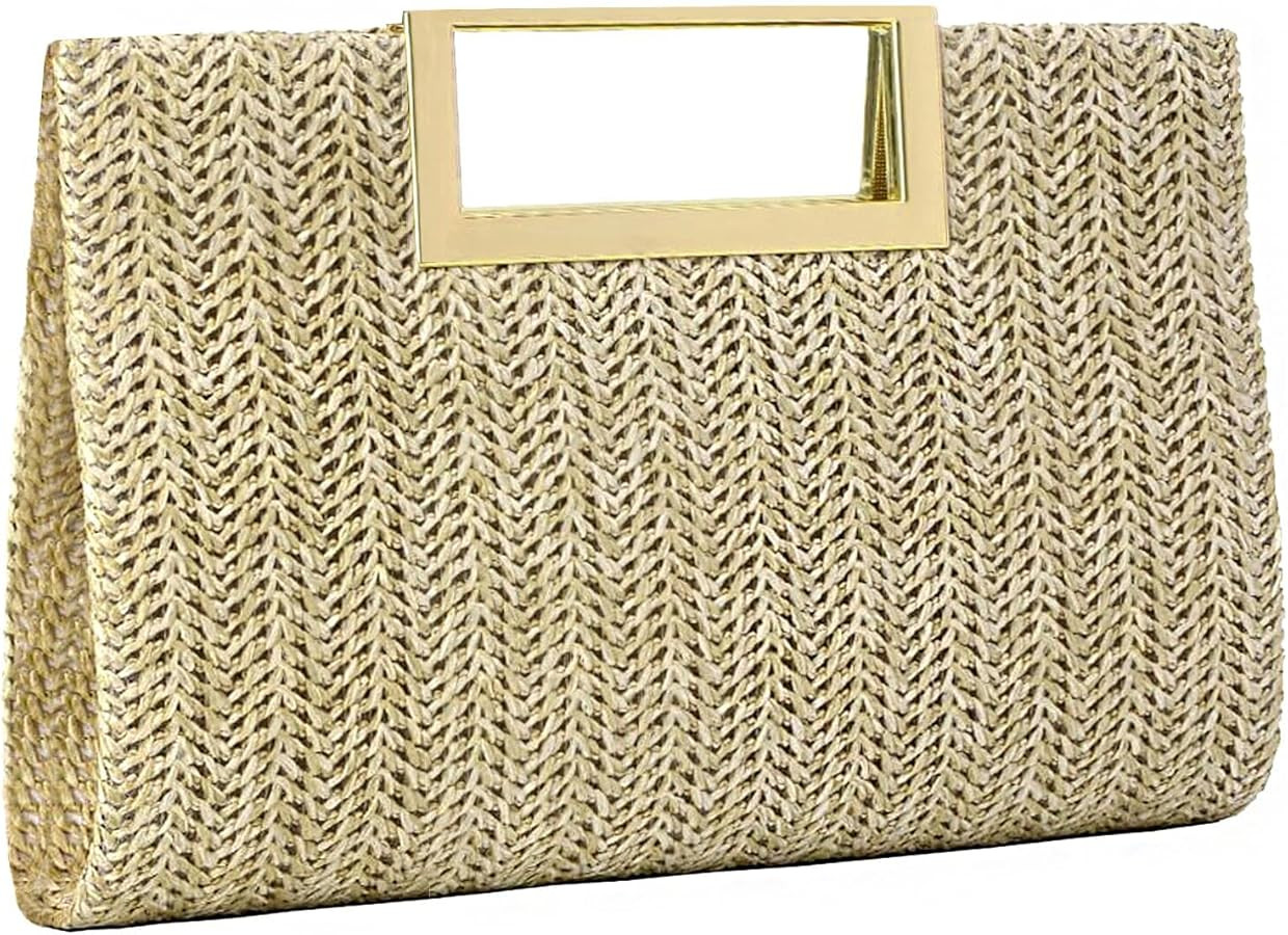 Women's Straw Clutch Handbag, Raffia Woven Tote Purse For Summer Beach Wedding Holiday Party | Amazon (UK)