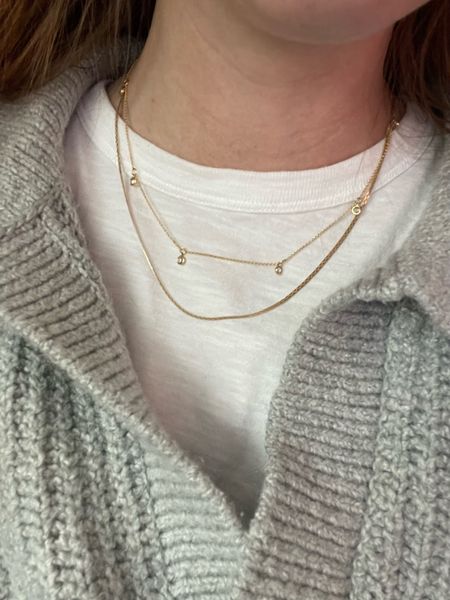 Necklace stack! 
.
Layering necklaces station necklace flat herringbone chain Etsy amazon finds 

#LTKstyletip #LTKGiftGuide #LTKfindsunder50