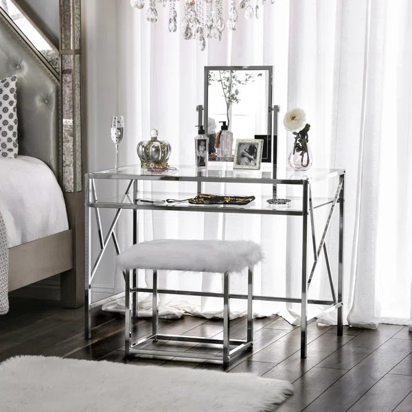 Enid Vanity Set with Stool and Mirror | Wayfair North America