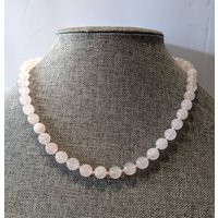 Vintage Rose Quartz Bead Necklace-Single Strand Hand Knotted 8mm Beads 19"" Long | Etsy (US)