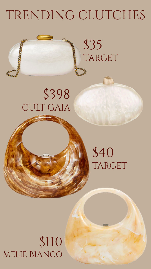 Get the look for less: clutches! Let your clutch be the star of the show! Rounded up some trending clutches for you! ..................... viral target purse Evening bag wedding purse clutch acrylic clutch cult Gaia dupe revolve dupe Nordstrom dupe target clutch target purse plastic purse with handle wedding bag green bag green purse marble clutch marble bag marble purse target fashion target new arrivals viral bag viral purse statement bag statement purse handbag small purse tiny purse tiny bag 

 

#LTKootd #LTKSaleAlert #LTKWedding