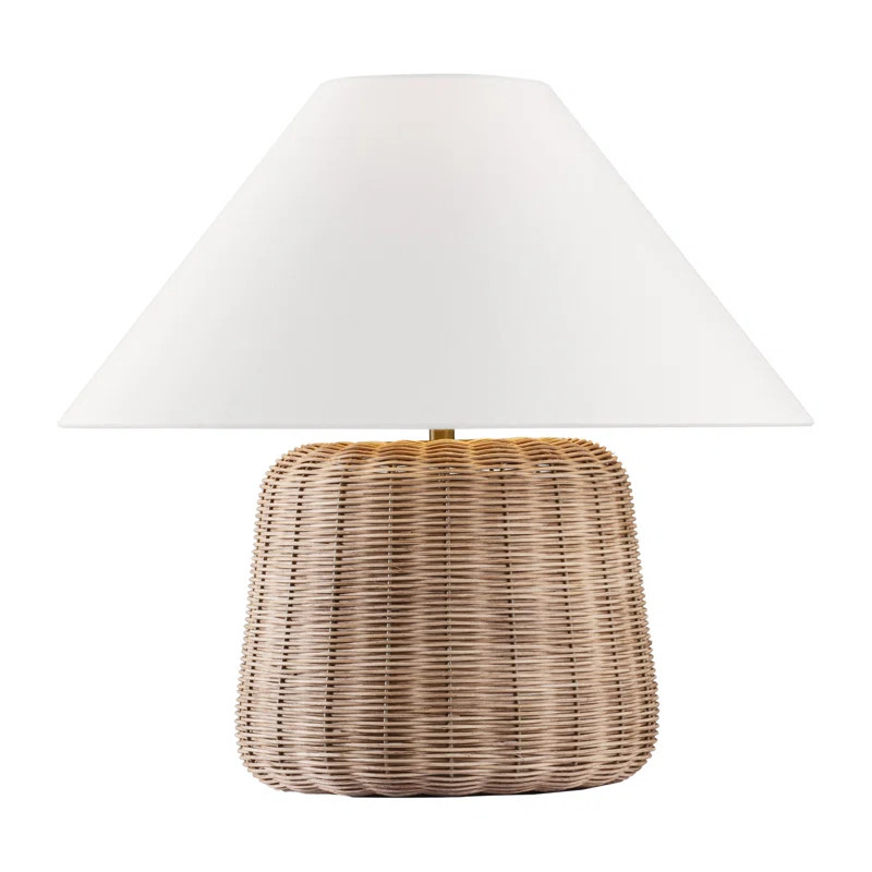Thom Filicia Delanna 1 Light Bedroom Home Office Living Room Lamp In Blonde Rattan Finish With Wh... | Wayfair North America