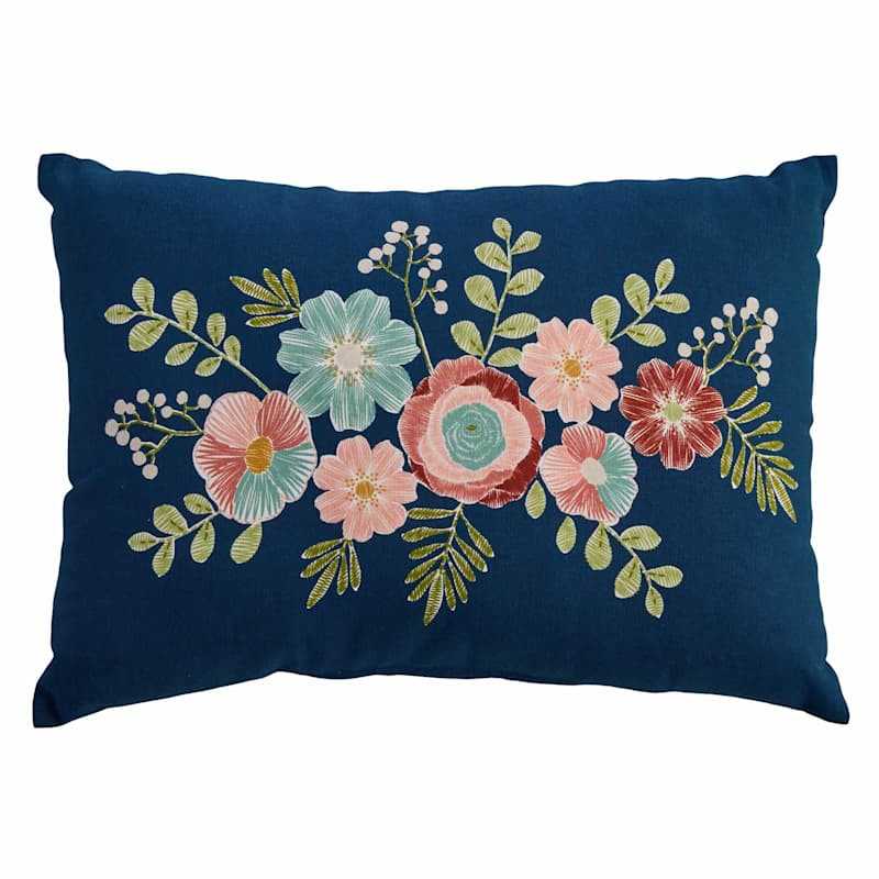 Floral Lumbar Outdoor Throw Pillow, 14x20 | At Home