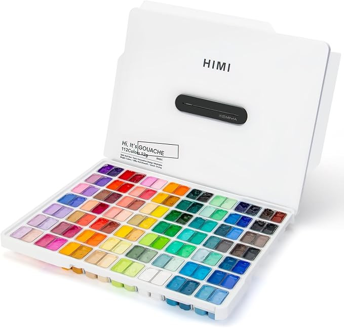 HIMI Gouache Paint Set, 112 Colors x 12g Twin Jelly Cup Design in a Carrying Case, Non-Toxic Pain... | Amazon (US)
