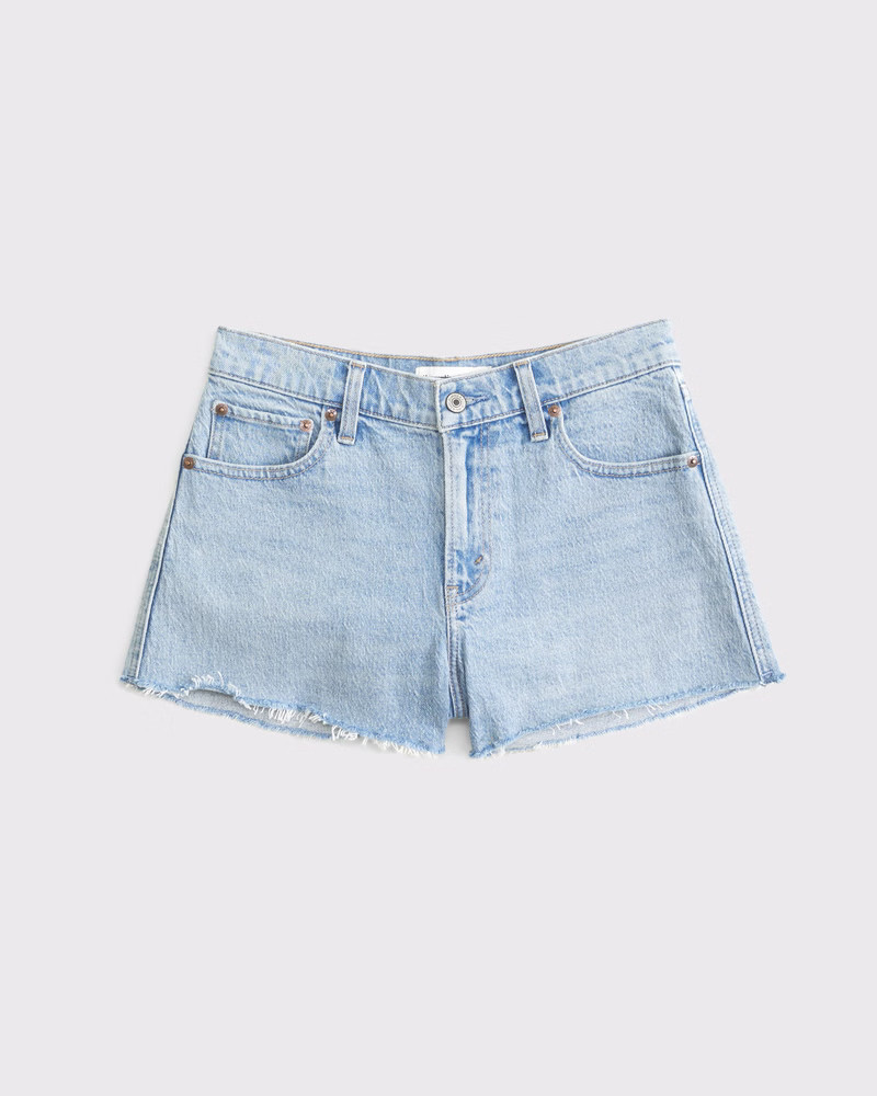 Abercrombie & Fitch Women's Curve Love Denim V-Waist Mini Short in Light - Size 30 | Abercrombie & Fitch (US)