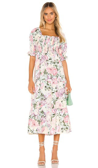 FAITHFULL THE BRAND De Christin Midi Dress in Yellow,Pink. - size XS (also in M) | Revolve Clothing (Global)