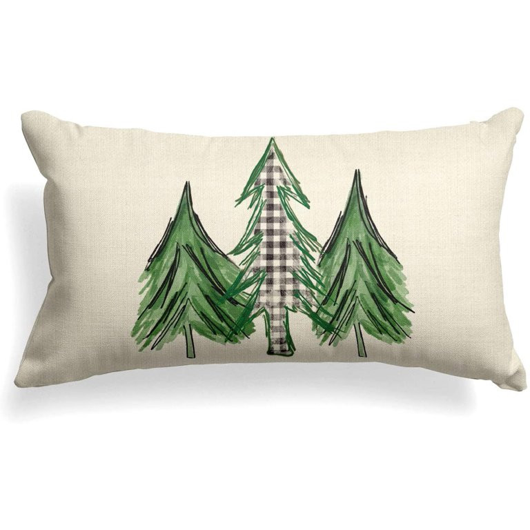 AVOIN colorlife Watercolor Christmas Tree Pillow Cover, 12 x 20 inch Rectangle Winter Red Holiday... | Walmart (US)