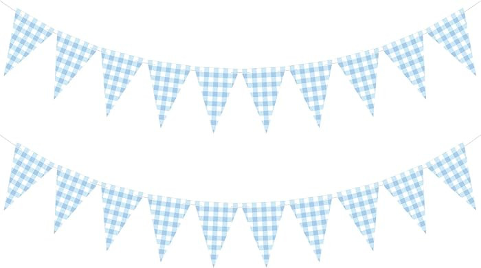 YooNotee 2 Pcs Gingham Banner Checkered Banner Triangle Bunting Decoration Double Sided Gingham P... | Amazon (US)