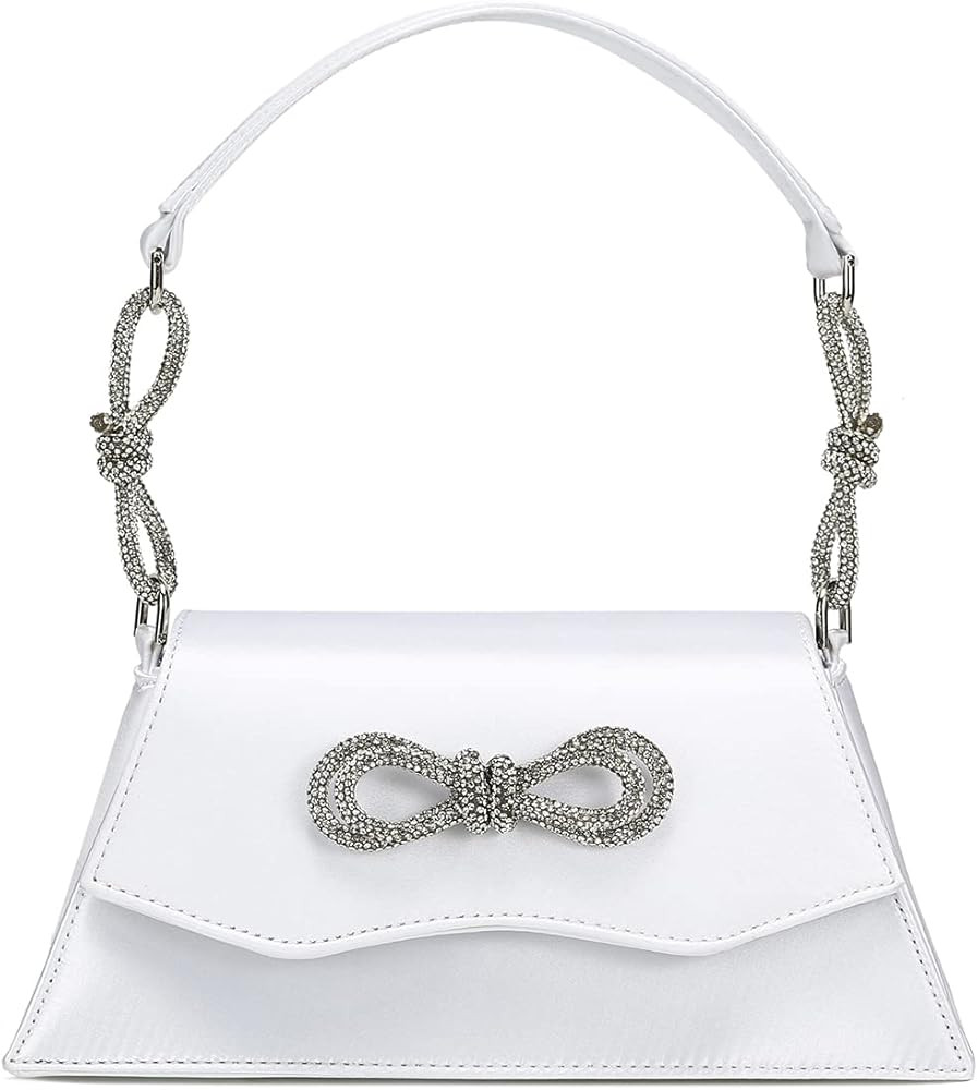 YIKOEE Shiny Rhinestone Bow Satin Evening Bag Clutch Purses for Women with Flapcover: Handbags: A... | Amazon (US)