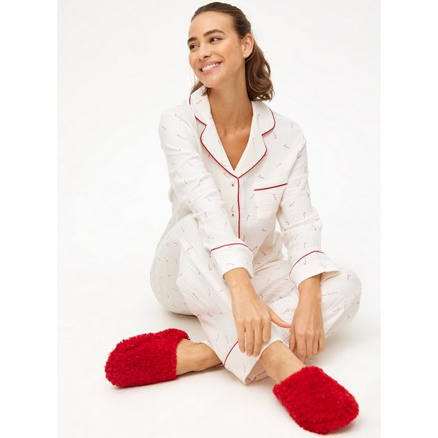 Buy Candy Cane Double Cloth Traditional Christmas Pyjamas 12 | Christmas nightwear | Tu | Tu Clothing