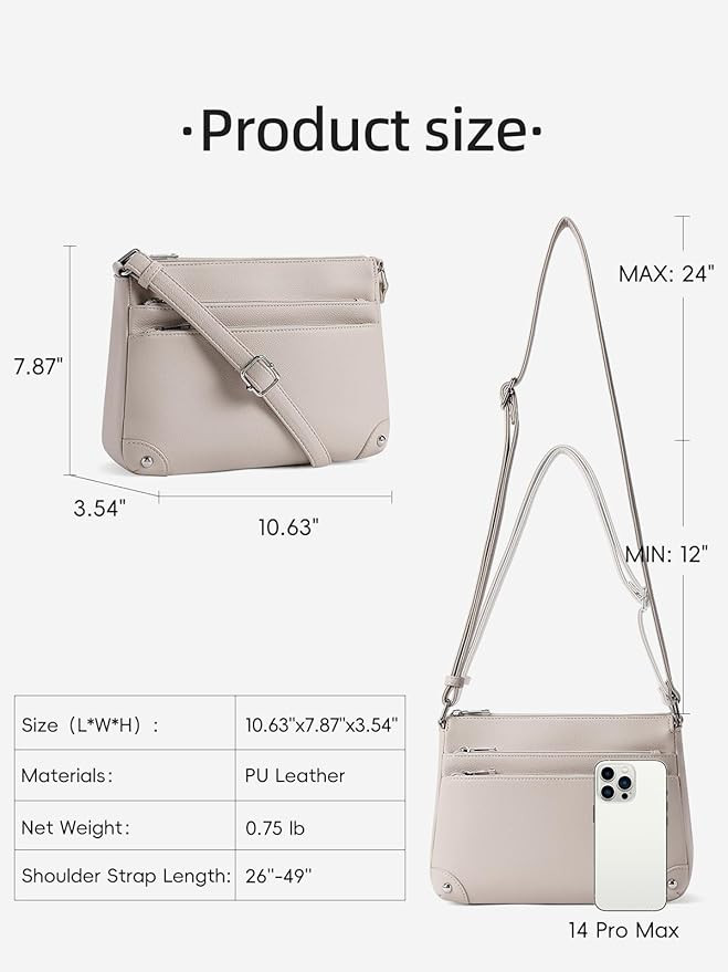 WESTBRONCO Crossbody Bags for Women, Medium Size Shoulder Handbags, Satchel Purse with Multi Zipp... | Amazon (US)