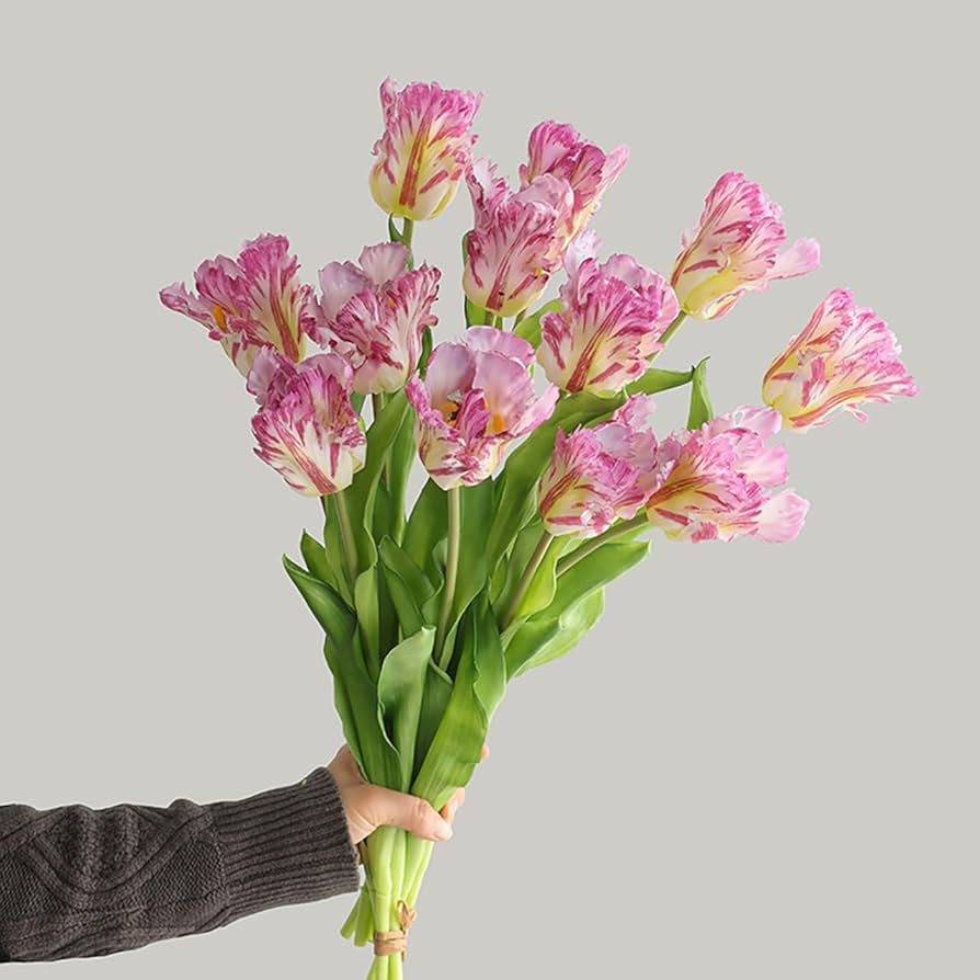 3PCS Artificial Parrot Tulips Made of Silk Flowers and Plastic Rods, Ideal for Living Room, Dinin... | Amazon (US)