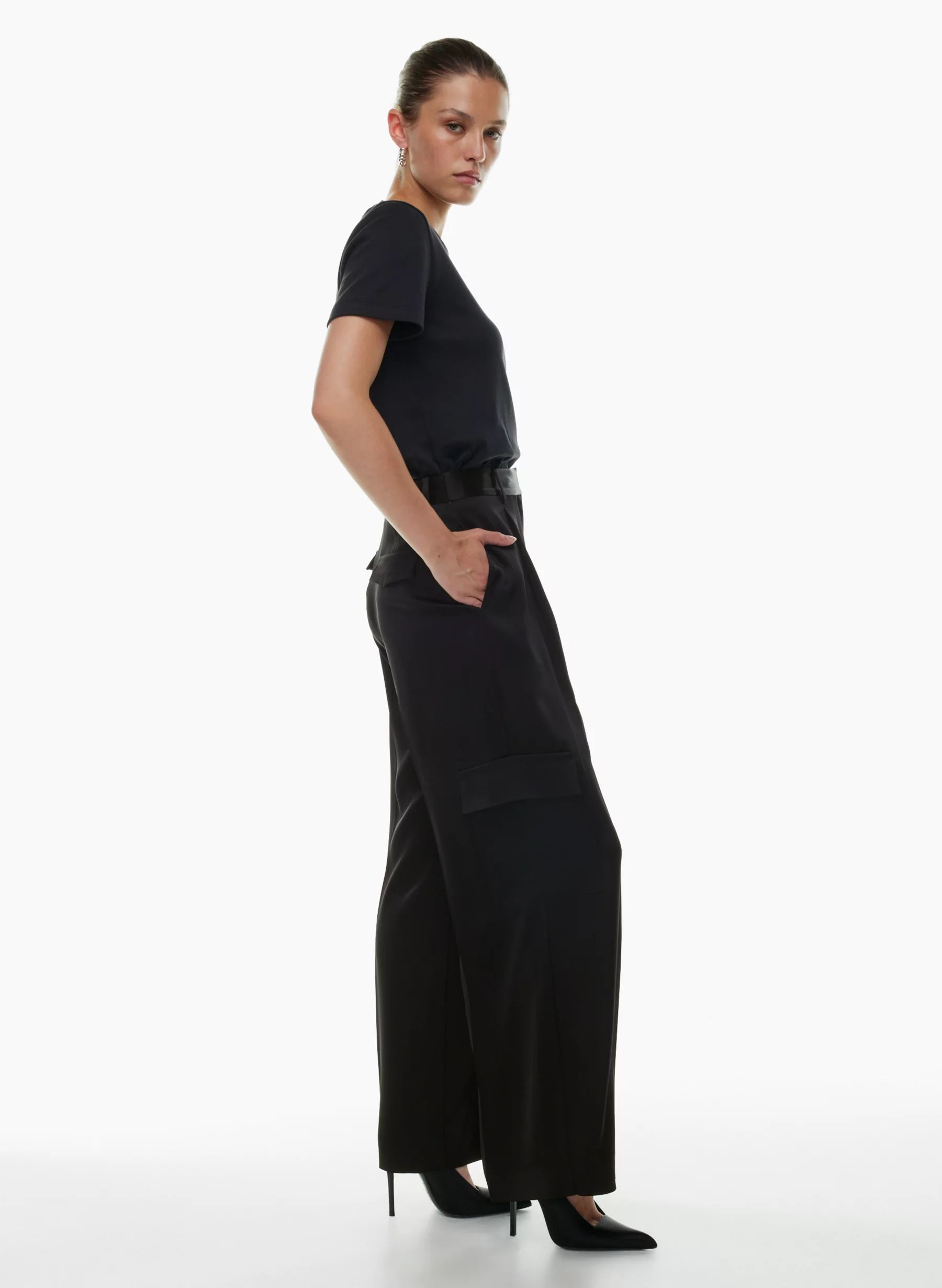 Satin high-waisted cargo pants | Aritzia