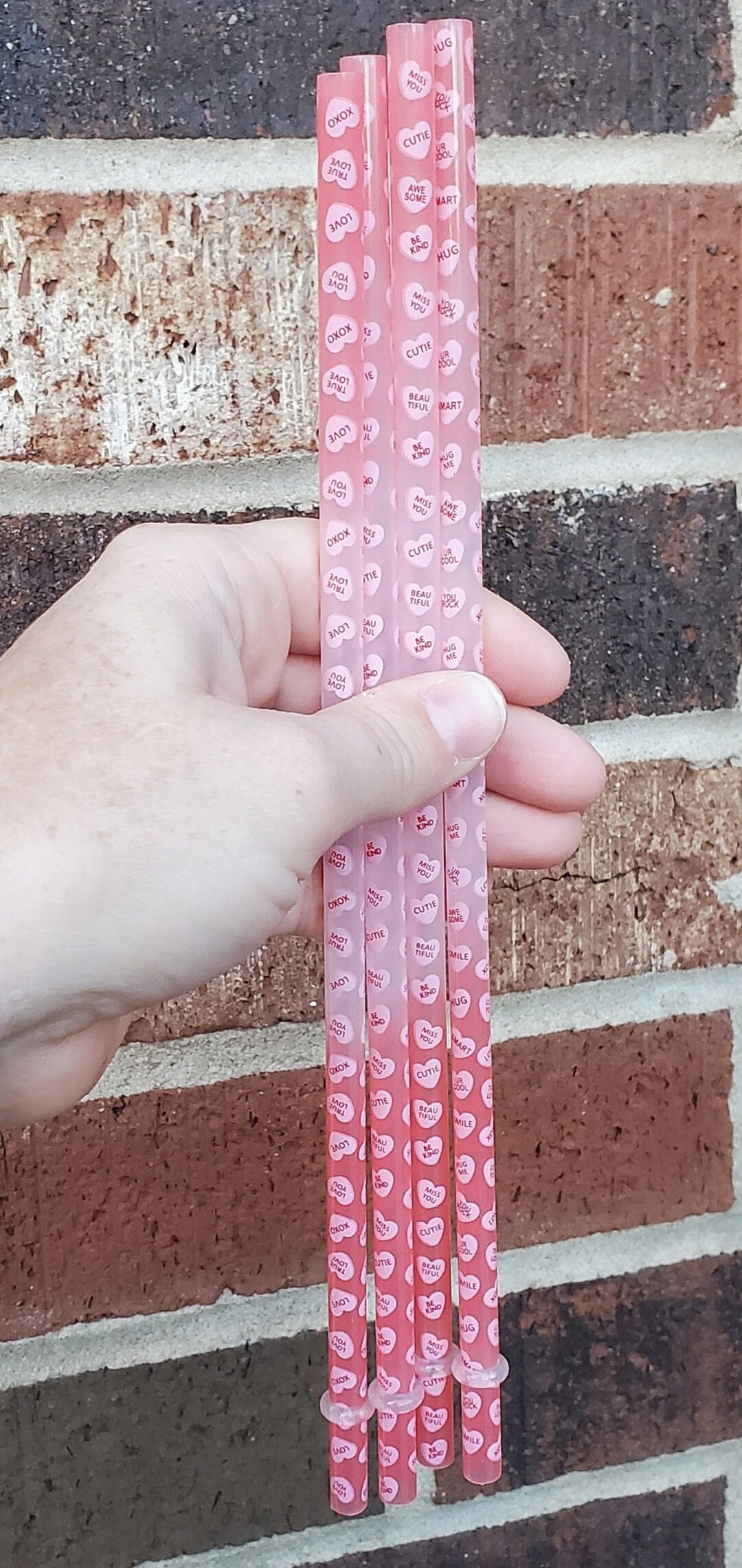 10 Inch Plastic Color Changing Straw With Valentine's Day Candy Message Hearts Gift Cup Accessori... | Etsy (US)