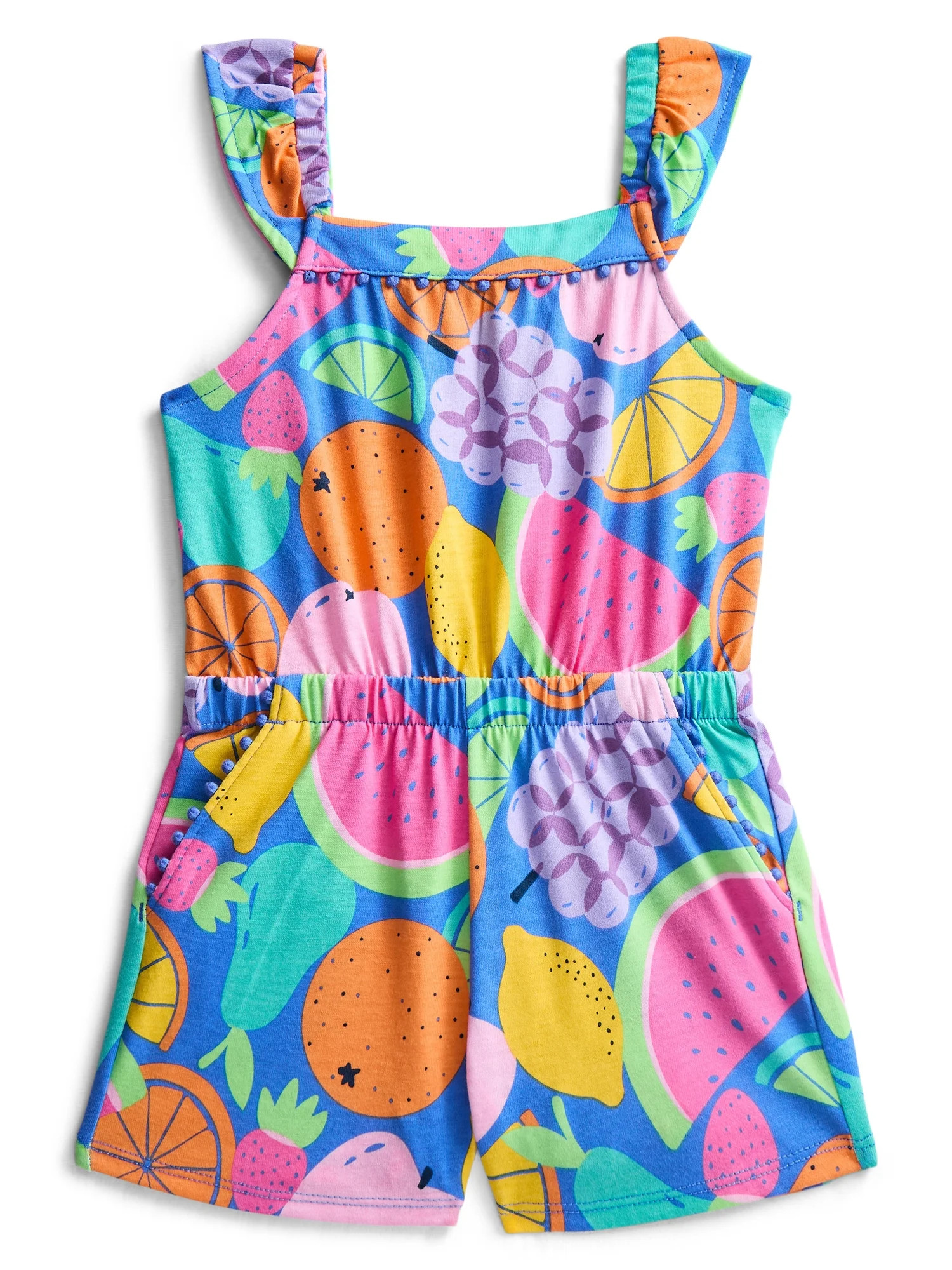 Wonder Nation Toddler Girls Ruffle-Strap Romper, Sizes 12M–5T | Walmart (US)