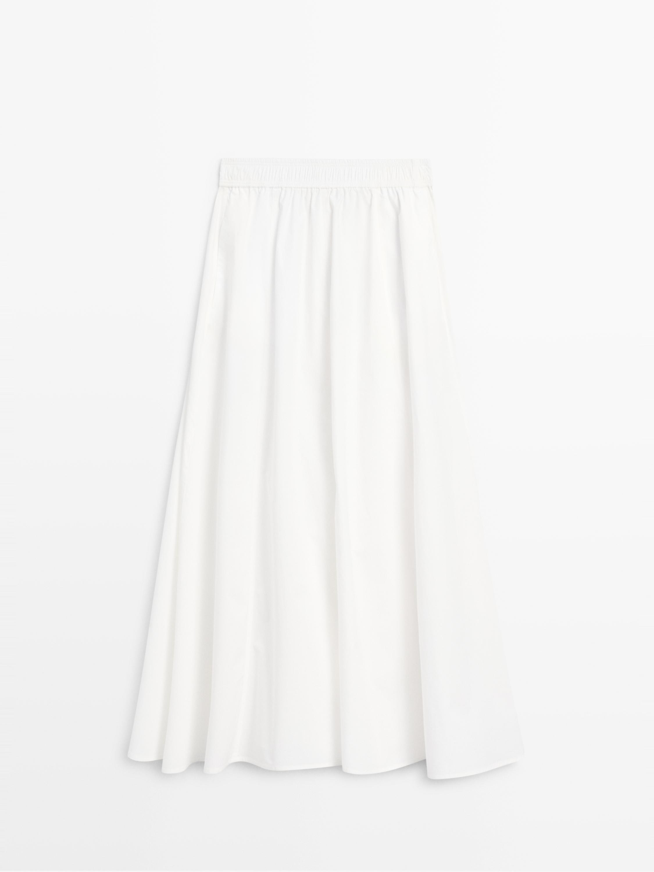 Long gathered poplin skirt | Massimo Dutti UK