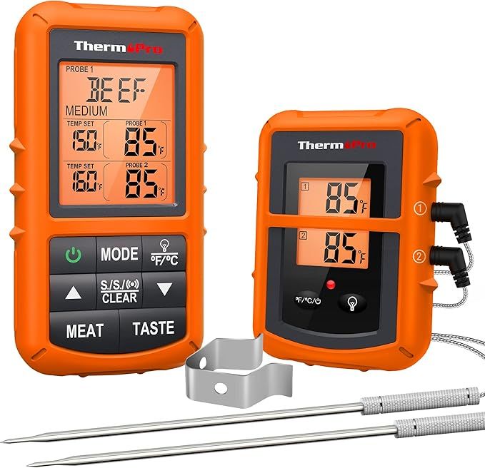 ThermoPro TP20 500FT Wireless Meat Thermometer with Dual Meat Probe, Digital Cooking Food Meat Th... | Amazon (US)