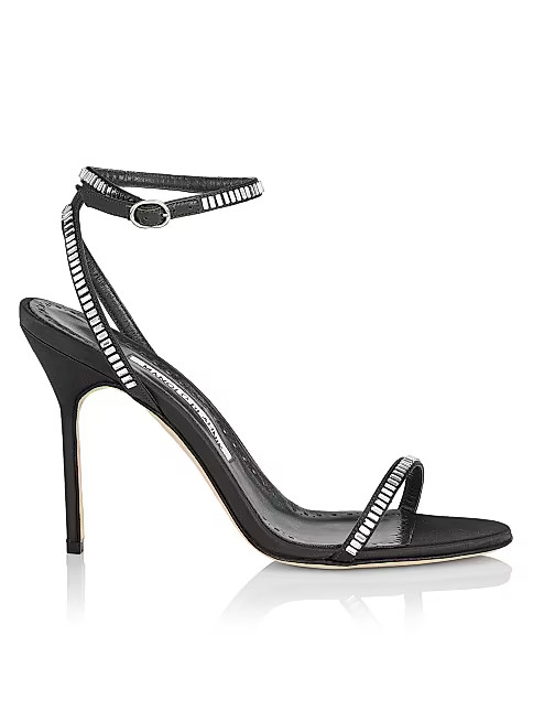 Crinastra 105MM Crystal-Embellished Satin Sandals | Saks Fifth Avenue