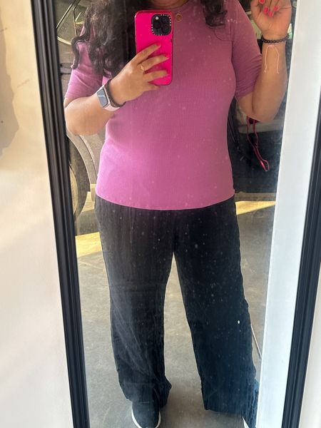 First day back in office post vacay - wanted something comfy and cute! These   High-Waisted Linen-Blend Wide-Leg Pants are sooo comfortable and airy - they’re slip ons and stretchy. I’m wearing a size large. Also linked this pretty hot pink nail polish shade - shade name is Strawberry Margarita. 

#LTKmidsize #LTKxTarget #LTKstyletip