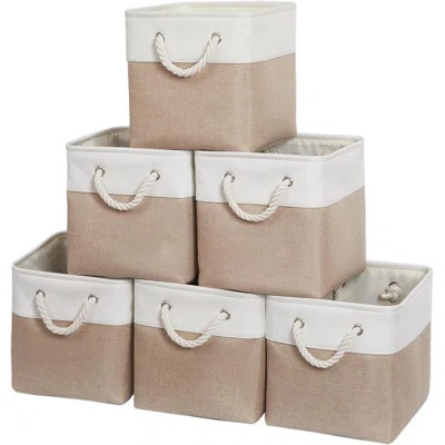 11 X 11 Inch Storage Cubes, 6 Pack Large Collapsible Fabric Storage Bin With Ropes, Foldable Storage Cubes For Home, Office,Closet, Clothes, Toys Orga | Wayfair North America