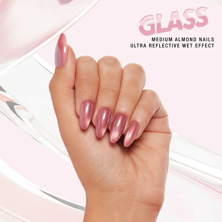 Salon Perfect Artificial Fake Press On Nails, 381 Glass Magenta, Medium Almond, File, Glue, and P... | Walmart (US)