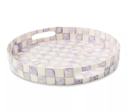 MacKenzie-Childs Check Capiz Round Tray | QVC