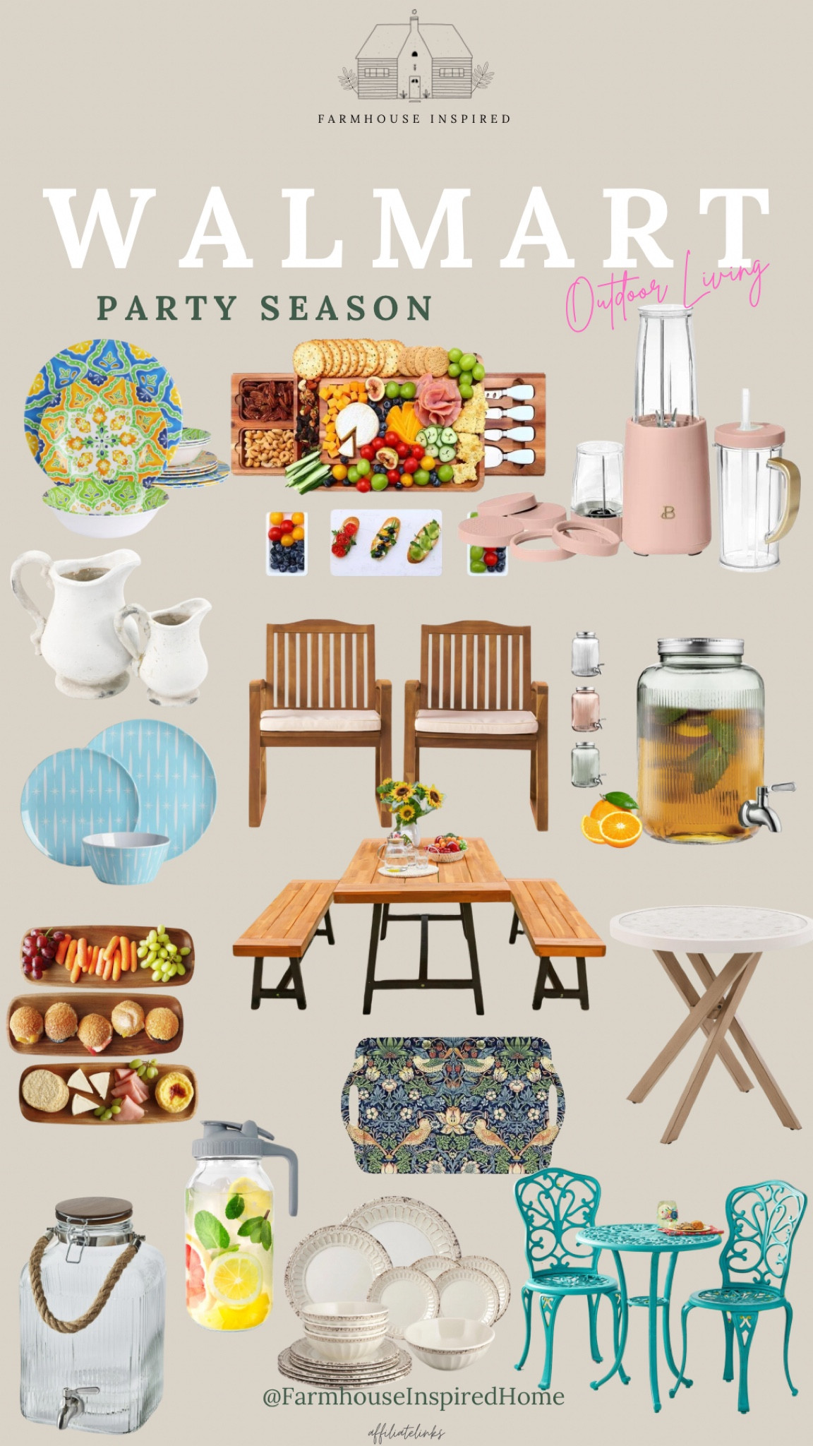 Take the Party outside with these beautiful collection from Walmart! Summer is in full swing and now it time to get all your outdoor shopping done before your guests arrive! #summerparty #outdoorwalmart #outdoorliving #getthepartystarted #benchseating #charcuterie #lawnchair #waterjar #chinatableware #farmhouseserveware

#LTKSummerSales #LTKParties #LTKHome