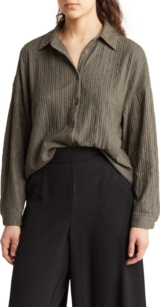 Crinkle Fabric Button-Up Shirt | Nordstrom Rack