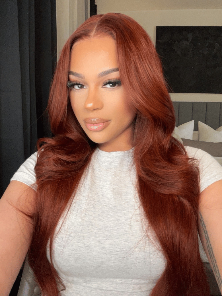 UNice Putonandgo 7x5 Glueless Lace Wig Reddish Brown Body Wave Bleached Knots Wig | UNice