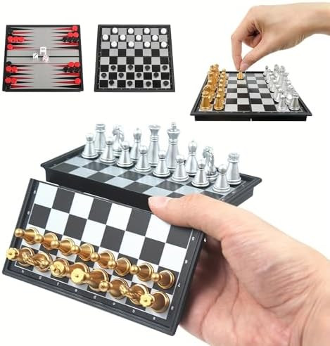 Chess Board Game Set Mini Magnetic Chess Kit Table Game with Folding Case 5'' Portable 3 in 1 Che... | Amazon (US)