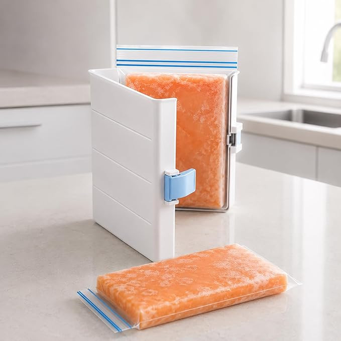 Freezer Food Block Maker, 6-Cup Freezer Bag Holder for Gallon Bags, Durable Hard Plastic, Freeze ... | Amazon (US)