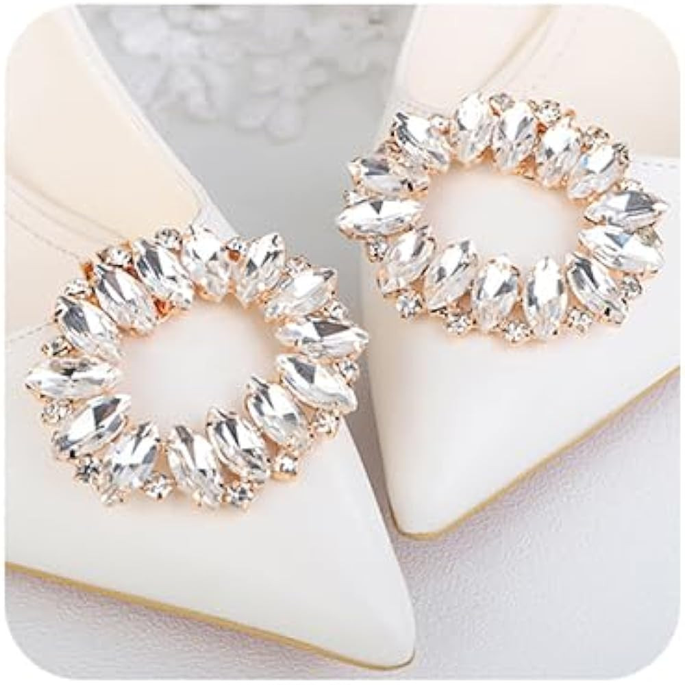 Missgrace 1 Pair Women Sparkling Rhinestone Sexy Gold Shoe Clips Wedding Bridal Shoe Buckles Deco... | Amazon (US)