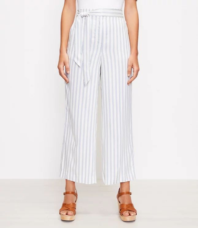 The Tie Waist Pull On Wide Leg Pant in Stripe | LOFT