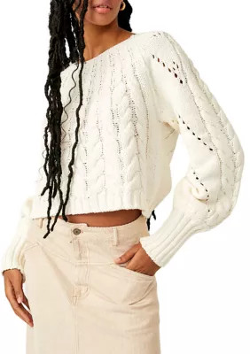 Free People Women's Sandre Pullover Sweater, Ivory, X-Large | Belk