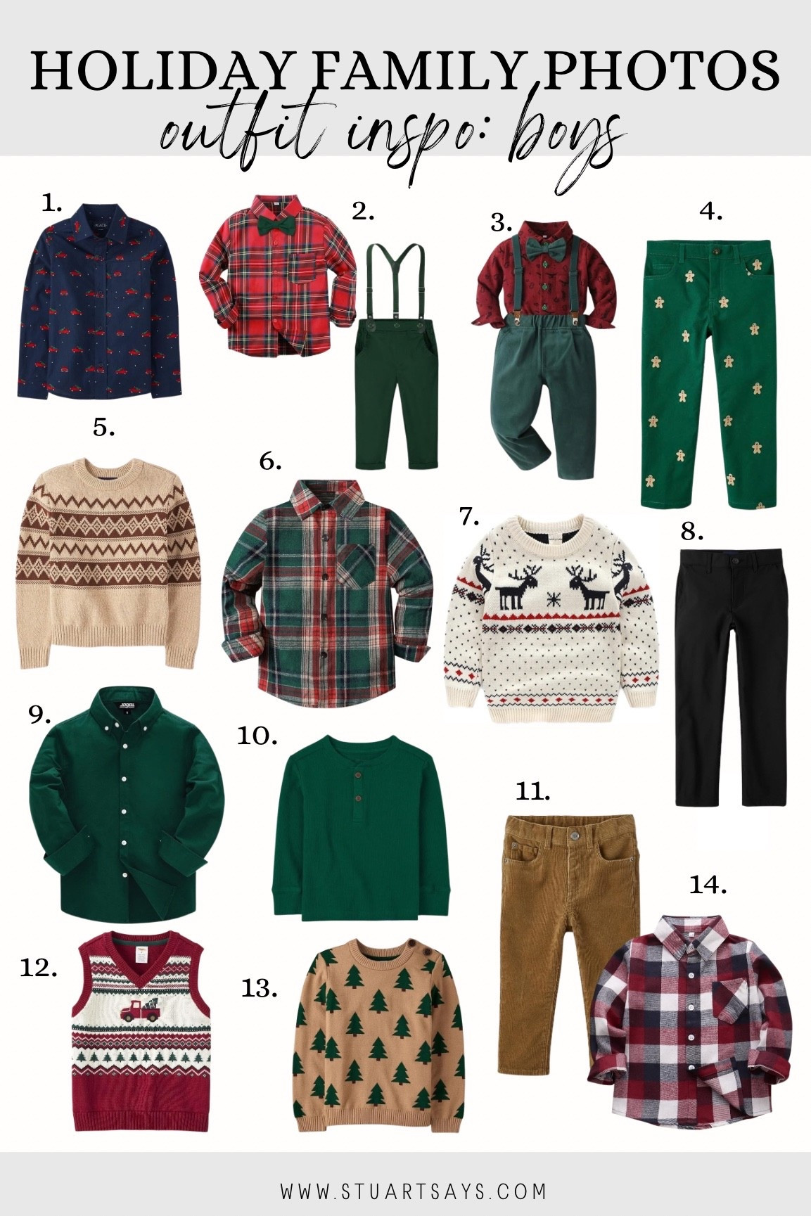 Holiday family photo shoot outfit inspo for boys!