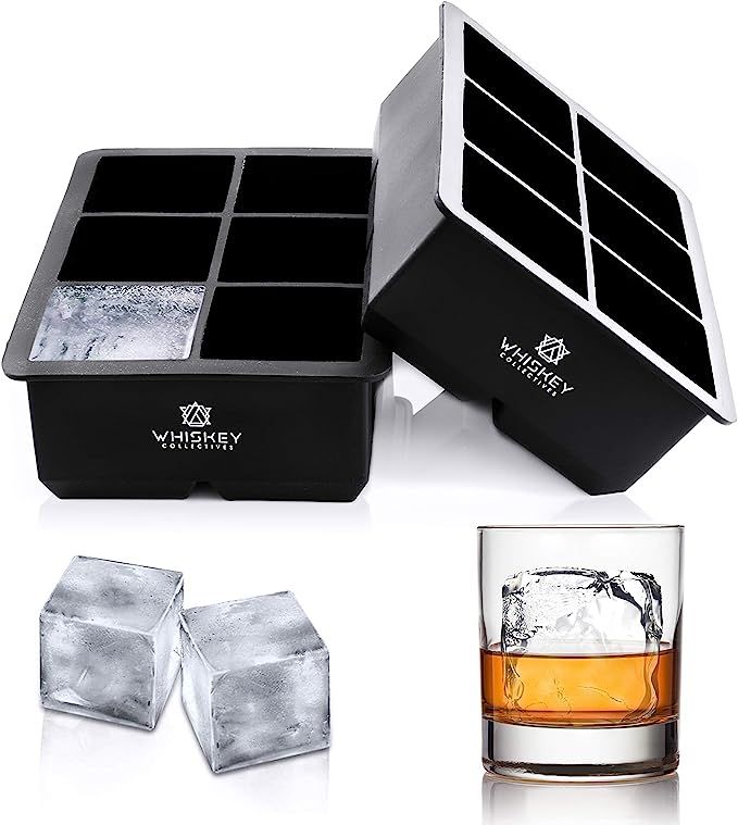Whiskey Collectives Ice Cube Trays - Large Silicone Ice Maker Molds Perfectly Cubed Bartender Ice... | Amazon (US)