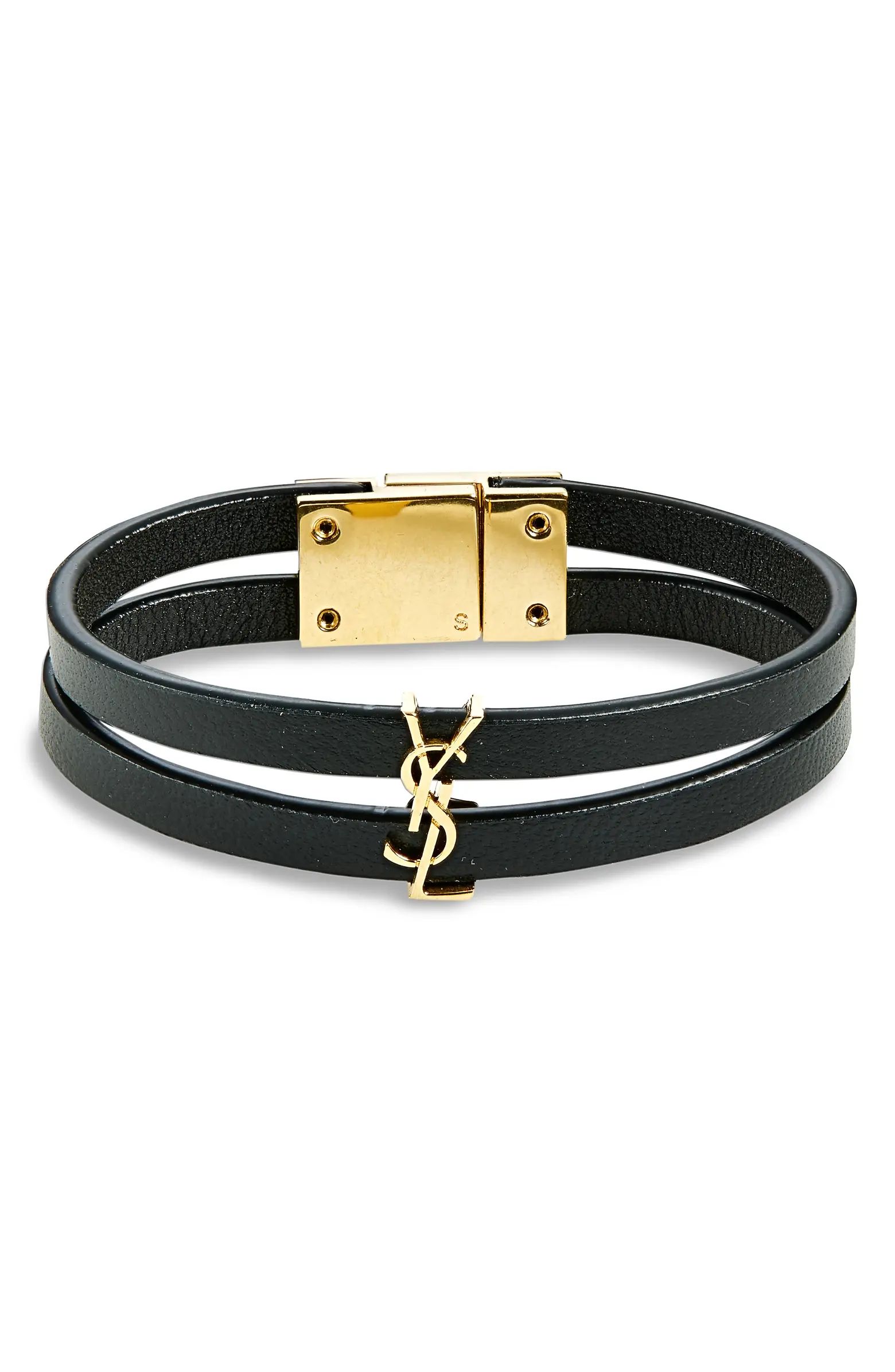 Saint Laurent YSL Dual Row Leather Bracelet | Nordstrom | Nordstrom