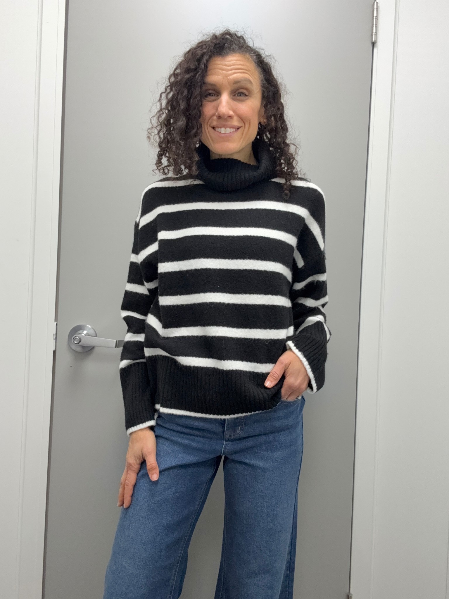 This chunky turtleneck sweater isn’t overly heavy yet it’s warm and cozy! These jeans…OMG these jeans!!! Wide flare, high rise and honestly so soft and comfy- boutique quality at $25. 

#LTKHoliday #LTKOver40 #LTKmomlife