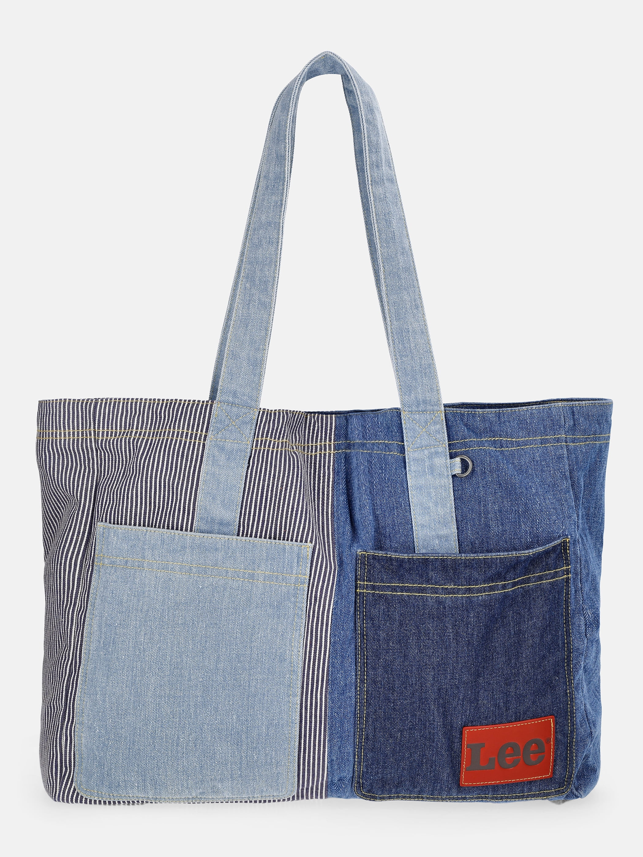 Kacey Lee Women's Denim Tote Bag, Hickory Stripe and Patchwork | Walmart (US)