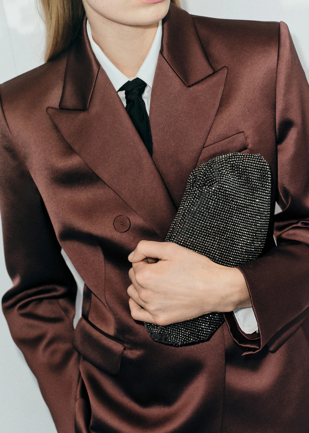 Crystal clutch bag black - Woman - One size - MANGO | Mango (US/MX/AU)