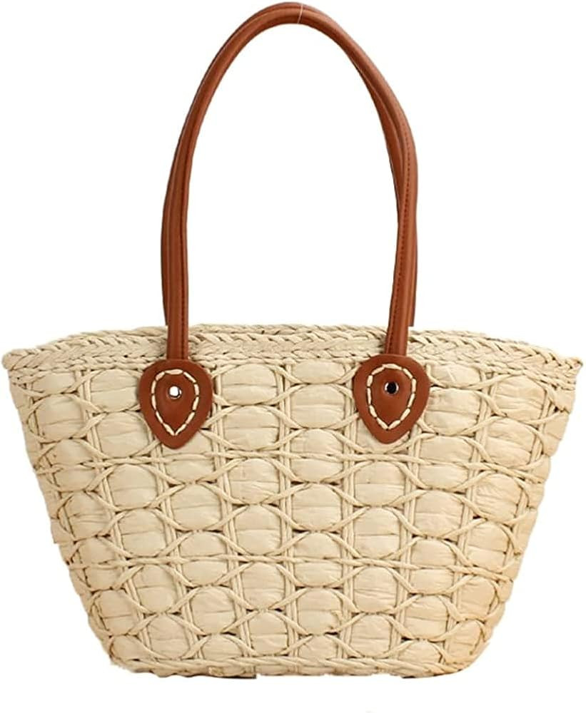 Amazon.com: NYSJ Straw Bag for Women Summer Beach Cute Handwoven Hobo Handbag Corn Raffia Top Handle Bag Vacation Basket (Beige) : Clothing, Shoes & Jewelry | Amazon (US)