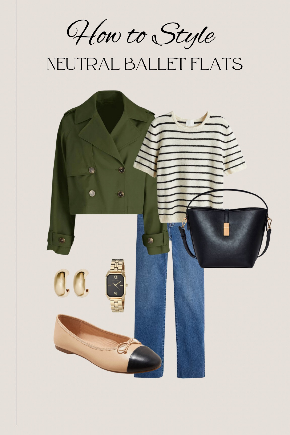 How to style neutral ballet flats// striped short sleeve sweater, cropped trench coat + jeans 

#LTKShoeCrush #LTKStyleTip #LTKMidsize