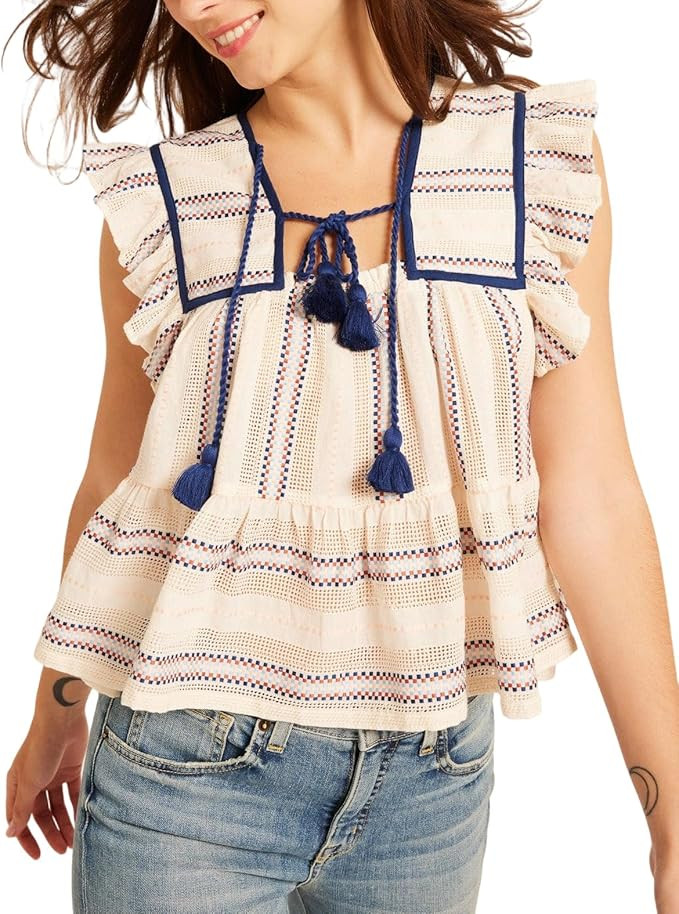 Peplum Top Women Short Sleeve Flutter Fly Sleeve Babydoll Blouse Boho Patchwork Beach Party Going... | Amazon (US)