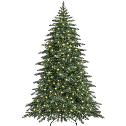 Yaheetech 6ft Pre-Lit Christmas Fir Tree with 400 Warm LED Lights & 940 PVC Tips,Hinged Holiday Decorative Tree with Foldable Stand & Protective Foot Caps,Green | Amazon (US)