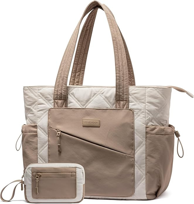 LOVEVOOK Tote Bag for Women, Puffer Bag and Work Bags with Zipper for Travel, Daily, School, Quil... | Amazon (US)