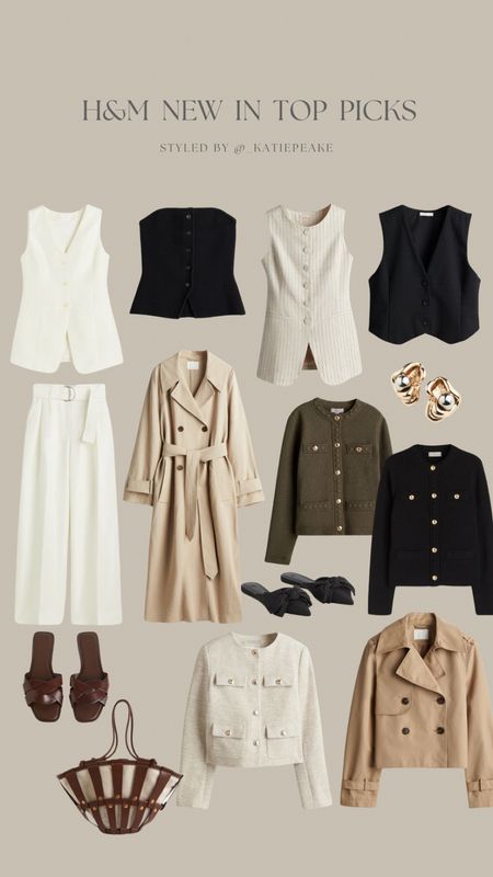 H&M new in top picks for spring! 🖤

Waist coat, white trousers, trench coat, cardigan, sandals, spring, tan bag, tan sandals 

#LTKitbag #LTKstyletip #LTKfindsunder50